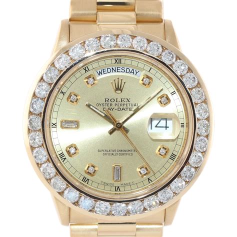 fake rolex with diamonds around it presidential|rolex presidential diamond bezel price.